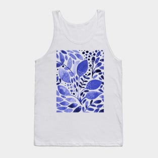 Watercolor foliage - blue Tank Top